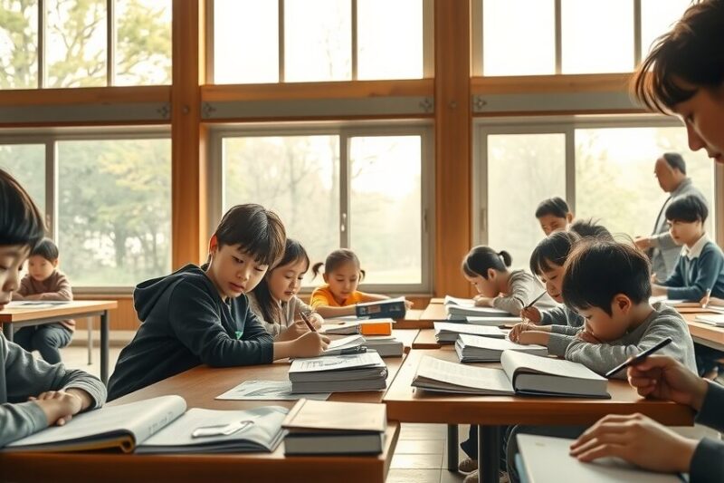 教室で学ぶ子どもたちと大人のイメージ